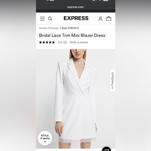 Bridal Lace Trim Mini Blazer Dress Size Large